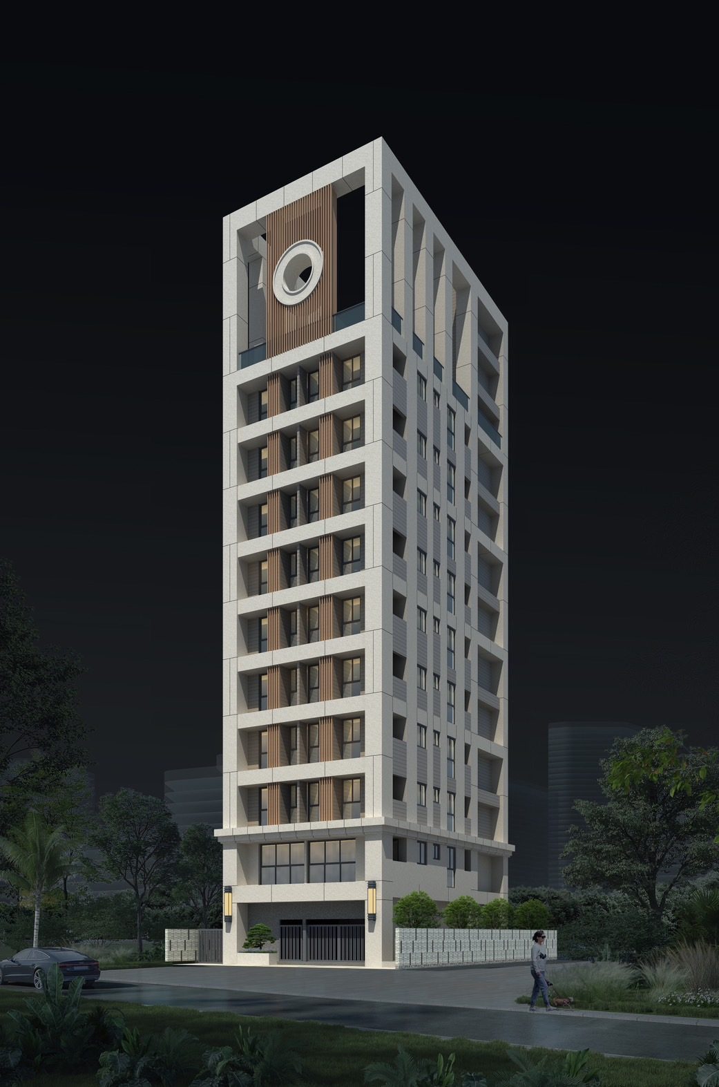 聲光沁玥夜景外觀 3D 示意圖